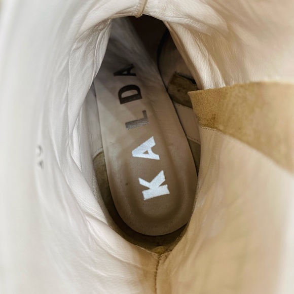 KALDA Island 70 Tan Leather Snakeskin Twisted Heel Ankle Boot US Size 8 … - Picture 10 of 13